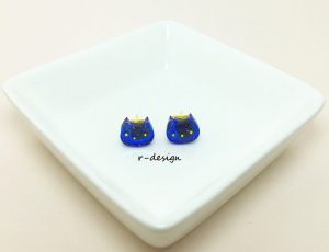 キラキラ子猫ピアス～ブルー～